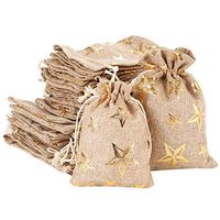 30pcs Burlap Bags with Drawstring, Jute Gift Bag Jewelry Pouches Sachet Candy Bag for Wedding Party Birthday Baby Shower Christmas DIY Craft Art Project Favors (Gold Star)