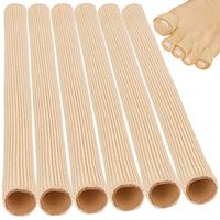ViveSole Toe Sleeves [6 Pack] - Silicone Gel Tube Finger Protector Compression Cushion Brace - Bandage Wrap Pad Cap for Corn, Calluses, Blister, Jammed Hammer, BJJ, Running, Pain Relief (Large)