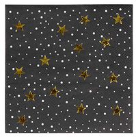 Cocktail Napkins - 50-Pack Luncheon Napkins, Disposable Paper Napkins Party Supplies for Birthday, Starry Night with Gold Foil Stars Design, Unfolded 10 x 10 Inches, Folded 5 x 5 Inches