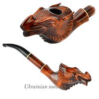 "DRAGON" pear wood handmade wooden tobacco pipes smoking pipe for 9 mm filter + Pouch