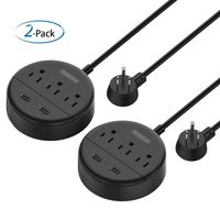 Power Strip with USB 2-Pack, NTONPOWER Travel Power Strip Flat Plug, 3 Outlets and 2 USB Ports Desktop Charging Station, Wall Mount, 5ft Extension Cord, Compact for Cruise Ship, Nightstand and Office