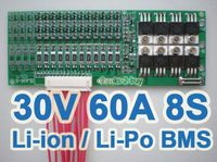 FidgetGear 8S 60A 28V 29.6V 33.6V 8X 3.6V Lithium ion Li-PO Polymer BMS PCB Board