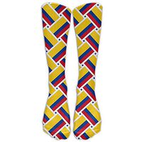 FUNINDIY Colombia Flag Weave Compression Socks Soccer Socks High Socks Long Socks for Running,Medical,Athletic,Edema,Diabetic,Varicose Veins,Travel,Pregnancy,Shin Splints,Nursing.