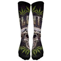 Jinyimingpi Knee High Socks Skull Marijuana Novelty Athletic Crew Funny Tube Work Out Stockings With One Size