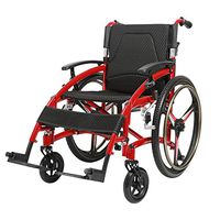 Wheelchair Lightweight Manual with Comfortable Liftable Folding Armrest and Hand Brakes,Portable and Folding, 24 Inch Rear Wheel, Red, 33Lbs Myhao