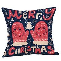 Indexshop Merry Christmas Tree Santa Series Cotton Linen Square Throw Pillow Case Decorative, with Invisible Zippers and Merry Christmas Series Patterns, 18 x 18 Inch (B)