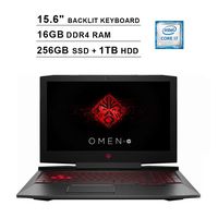 HP OMEN 2019 Flagship Premium 15.6 Inch FHD IPS Gaming Laptop (Intel 6-Core i7-8750H up to 4.1GHz, 16GB RAM, 256GB SSD + 1TB HDD, GTX 1050Ti 4GB, Backlit Keyboard, Windows 10)
