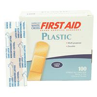 Adhesive Bandages, Plastic Strips, 3/4" x 3", Box of 100