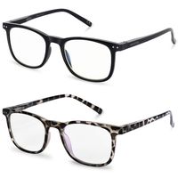 Blue Light Blocking Glasses, 2 Pack Cut UV400 Computer Reading Glasses for Anti Eyestrain, Lightweight Eyeglasses Frame, Sleep Better for Men/Women(0.00,No Magnification) (Leopard + Black)