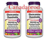 Webber Naturals Glucosamine Chondroitin 500 mg/400 mg with Vitamin D3 300 Capsules X 2(2 Bottles)