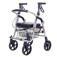 LJHHH Folding Rollator Walker,Four Wheel Can Sit Folding Lightweight Wheelchair,Aluminium Walking Mobility Aid for Elderly,Hemiplegia Rehabilitation Walker