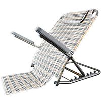 MOCOHANA Portable Bed Backrest Adjustable Sit-up Back Rest Chair for Neck Lumbar Back Support with Head Cushion and Armrest, Stainless Steel(Plaid Cloth)