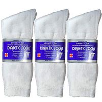USBingoshop 3 Pairs Mens Physicians Approved Crew Ankle Diabetic Socks Cotton (V-3-PK-DCrew-White)