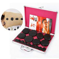 Hot Stones Massage Kit, 16Pcs Portable Smooth and Natural Basalt Hot Rocks Set Massage Stone Warmer with Box for Spa Body Relaxing Massage Therapy - US Shipping