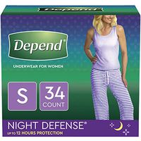Depend Night Defense Incontinence Overnight Underwear for Women, Small, 34 Count