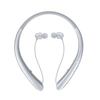 Bluetooth Headphones, Wireless Retractable Earbuds Neckband Headset SportS Sweatproof Earphones with Mic (2018 Upgraded Version, 15 Hours Play Time, Silver)
