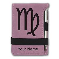 Mini Notepad, Zodiac Sign Virgo, Personalized Engraving Included (Pink)