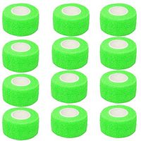 Self Adhesive Bandage Cohesive Warp Bandages Sport Medical Tape Tattoo Grip Cover Nonwovens 1"x5y 12Roll for Stretch Athletic, Ankle Sprains & Swelling, Sports，House Peta & Horse FDA Approved