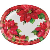 Creative Converting 332051case Poinsettia Oval Plates, One Size, Multicolor