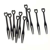 1Bag(approx 450pcs) Plastic Disposable Mini Cocktail Picks Fruit Forks Cocktail Sticks Party Supplies Plates Picks Cake Forks (black)