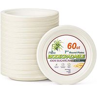 DecorRack Compostable Plates 7" Round Biodegradable Plates 100% Natural Disposable Bagasse Paper Plates, Eco-Friendly Alternative to Plastic Plates (60 Count)