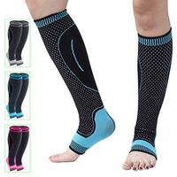 HiRui Graduated Compression Stockings for Men & Women Yoga Socks Open-Toe, Support for Calf/Ankle/Heel - Relieve Arch Pain/Foot Swelling/Calf Varicose Veins/Plantar Fasciitis (Pair) (Blue, XL)