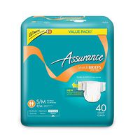 Assurance Stretch Briefs with Tabs, Ultimate Absorbency, Small/Medium, 40 Count (4 Packs)