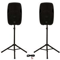 Acoustic Audio AA15BT Powered 2000 Watts 15" Bluetooth Speaker Pair 2 Way MP3 Players and Stands