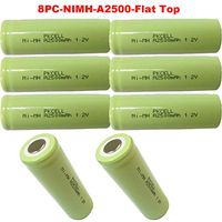 A 2500mAh 1.2V NI-MH Rechargeable Battery Flat Top PKCELL 8Pcs