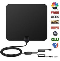 80 Miles Range Digital HD TV Antenna, Indoor HDTV High Defination Freeview TV Reception TV Antenna with Built-in Amplifier Signal Booster, 13 Feet Coax Cable Black