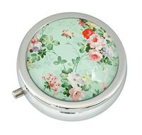 WuCong Beautiful Flowers Custom Fashion Design Glass Round Pill Case Western Medicine Tablet Holder Decorative Box