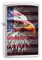 Zippo American Eagle and Flag Pocket Lighter, Brushed Chrome