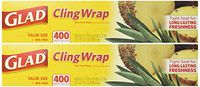 Glad Cling Plastic Wrap, 400 Square Foot Roll (Pack of 2 Rolls, Total 800 Sqf)