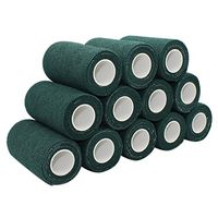 COMOmed Self Adherent Cohesive Bandage Latex FDA Approved 4"x5 Yards First Aid Bandages Stretch Sport Athletic Wrap Vet Tape for Wrist Ankle Sprain and Swelling,Dark Green(12 Rolls)