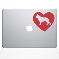 The Decal Guru Heart German Shepherd Decal Vinyl Sticker, 12" MacBook, Red (1382-MAC-12M-DR)