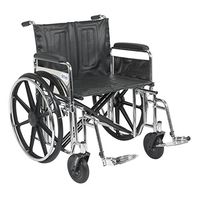 Sentra Extra Heavy Duty Wheelchair, Detachable Full Arms, Swing away Footrests, 24" Seat