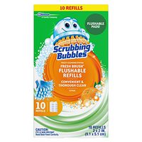 Scrubbing Bubbles Fresh Brush Flushables Refill, Toilet and Toilet Bowl Cleaner, Eliminates Odors and Limescale, Citrus Action Scent, 10ct