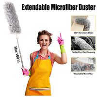 TransWonder Microfiber Duster with Extension Pole(100in.), 360 Degree Bendable Long Handle Duster for High Ceiling, Fan/Light, Cobwebs, Car, Computer/TV (Grey)