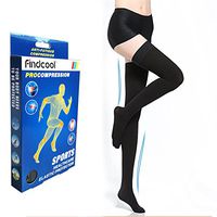 Findcool™ Thigh High Compression Stockings with Closed Toe 23-32 mmHg Medical Support Hose foe Women and Men Graduated Compression Thigh Support (Black M)