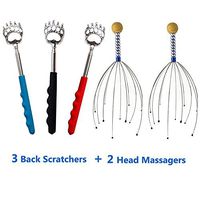 Telescopic Back Scratchers & Hand Held Scalp Head Massagers Kit by Divine Light(3 Pieces of Back Scratchers & 2 Pieces of Head Massagers)