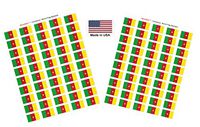 Made in USA! 100 Country Flag 1.5" x 1" Self Adhesive World Flag Stickers, Two Sheets of 50, 100 Sticker Flags Total (Cameroon)
