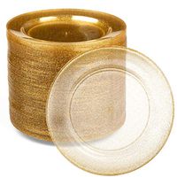 100 Gold Glitter Plastic Plates for Dinner Party or Wedding - 7 Inch Premium Disposable Plastics Plates