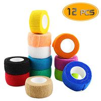 Nexxxi 12 Pack Self Adhesive Elastic Bandage - Medical Tape Cohesive Bandage Tape Gauze Roll for Sports, Wrist, Ankle,ect(1 inches Wide and 5 Yards Long)