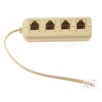 SODIAL(R)RJ11 6P4C to 6P4C 4 Way Telephone Line Modular Splitter Adapter White