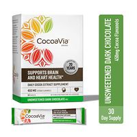 CocoaVia Heart & Brain Supplement, Dark Chocolate Flavor, Unsweetened Drink Mix l Vegan and Plant Based l Cocoa Flavanol Supplement for Improved Cognitive Function and Heart Health l 30 Servings