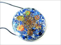 Jet Lapis Lazuli Orgone Chakra Pendant Metatron's Cube Round 2 inch Approx. Diameter 3rd Eye Activation Boost Healing Gemstone Chakra Balancing Crystal Grid Jet Crystal Image is JUST A Reference