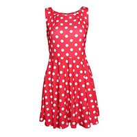 Meolin Mini Dress A Line Crewneck Slim Sleeveless Summer Dress Tank Dress,Red wave point,M