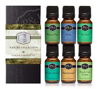 P&J Trading Nature Set of 6 Premium Grade Fragrance Oils - Forest Pine, Ocean Breeze, Rain, Fresh Cut Grass, Sandalwood, Bamboo - 10ml