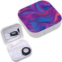 Portable Contact Lens Case Box Travel Kit Mirror + Bottle + Tweezers Container Holder [ Marbled ]