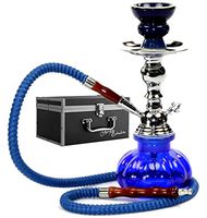 GStar 11" Premium 1 Hose Hookah Complete Set - Mini Pumpkin Hookah Glass Vase (Royal Blue + Case)